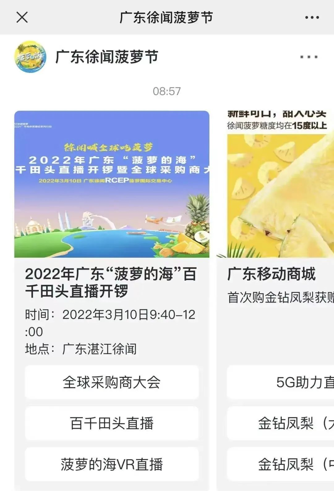 广东徐闻菠萝节”5G消息为农产品打开销路(图1)